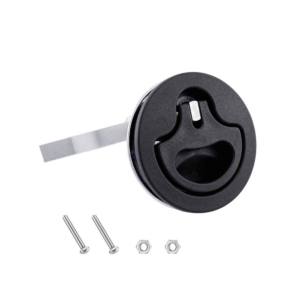 Boat Accessories Black Nylon Cam Latch Flush Mount Pull Hatch Deck Latch Turning Lift Handle With Back Plate Marine Hardware