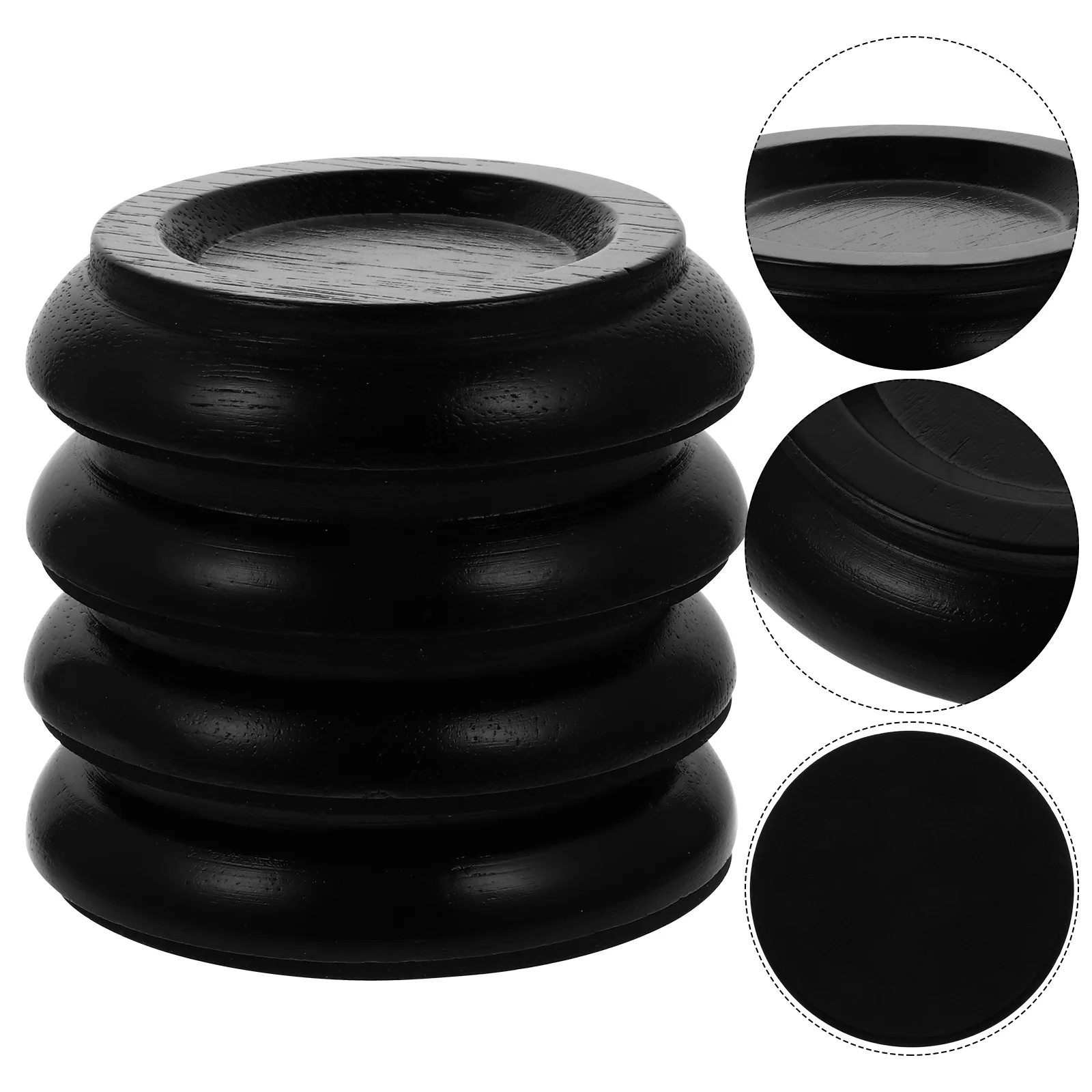 4 Pcs Piano Foot Pads Solid Wood Anti Noise Non Shockproof EVA Bottom Black Color Floor Piano Caster Cups