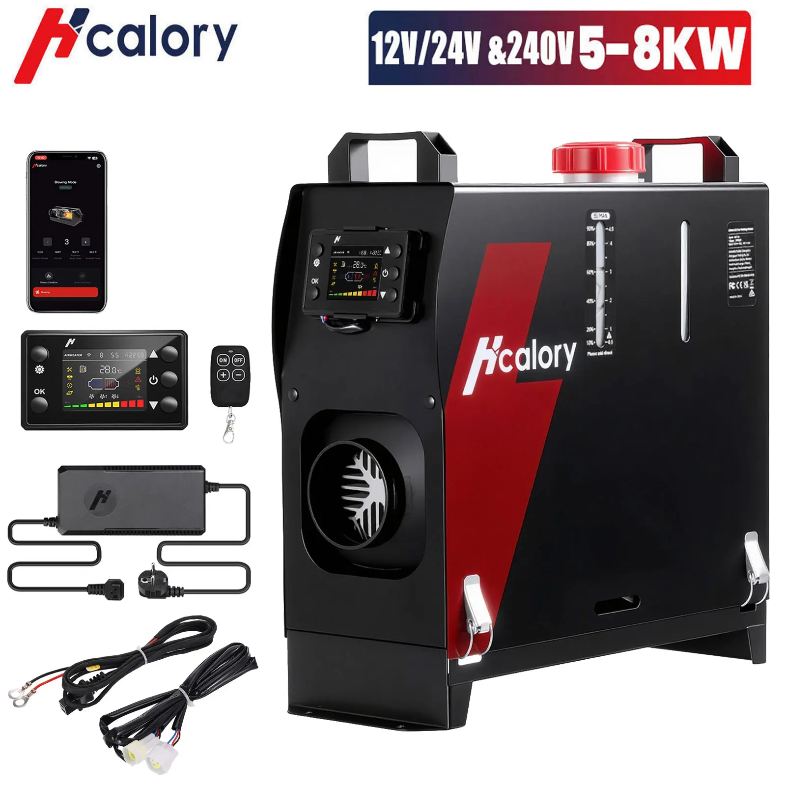 Hcalory HC1-S 12V/24V Auxiliary Heater Diesel All in One 8KW Air Diesel Heater with Bluetooth Smart App Control 2025 Upgrade