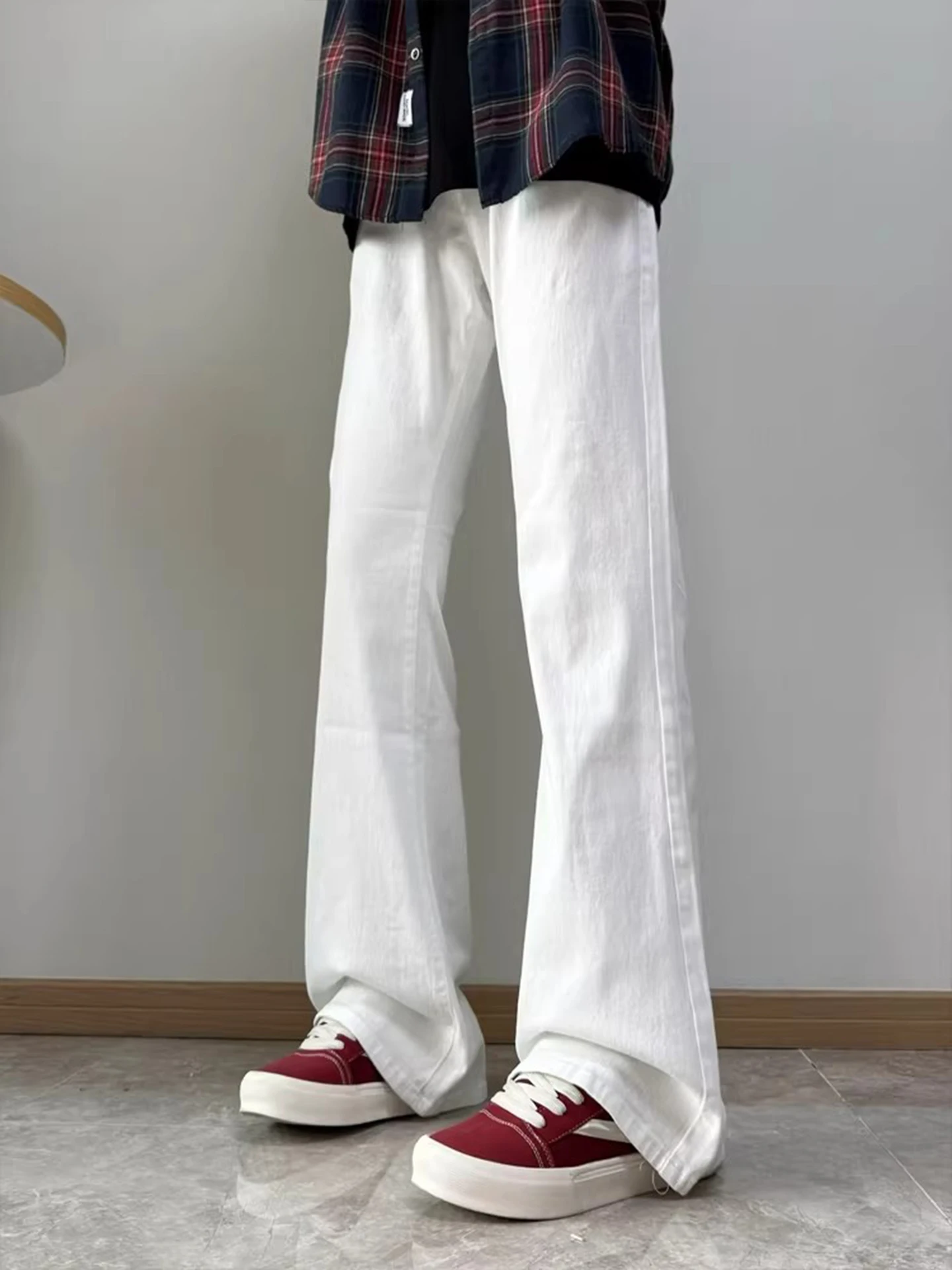 

Cleanfit White Blade Jeans Straight Leg American Sle Trendy Brand Men Women High Street Vibe mid Waist Zipper Casual Pants
