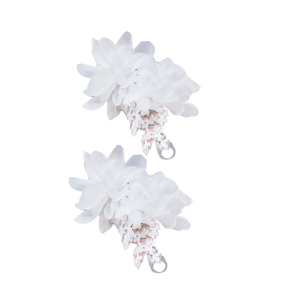 

1 Pair of Flower Gloves Dress Wrist Short Gloves for Wedding Cosplay Costume Party (White, Free Size)