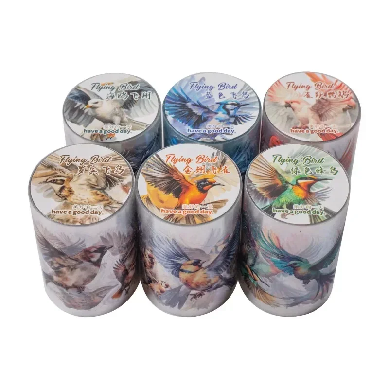 

1Roll 2M Tape PET Flying Bird Die Cutting Handbook Decorative Material Loop Sticker Adhesives Scrapbook Tapes cut 50mm*2M