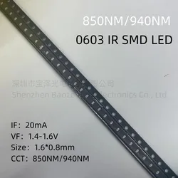 100 pcs/lot 0603 SMD IR LED 850NM 940NM Launch tubes Receive tube 1.6*0.8mm  0603 IR Photosensitive receiver tube Lamp beads