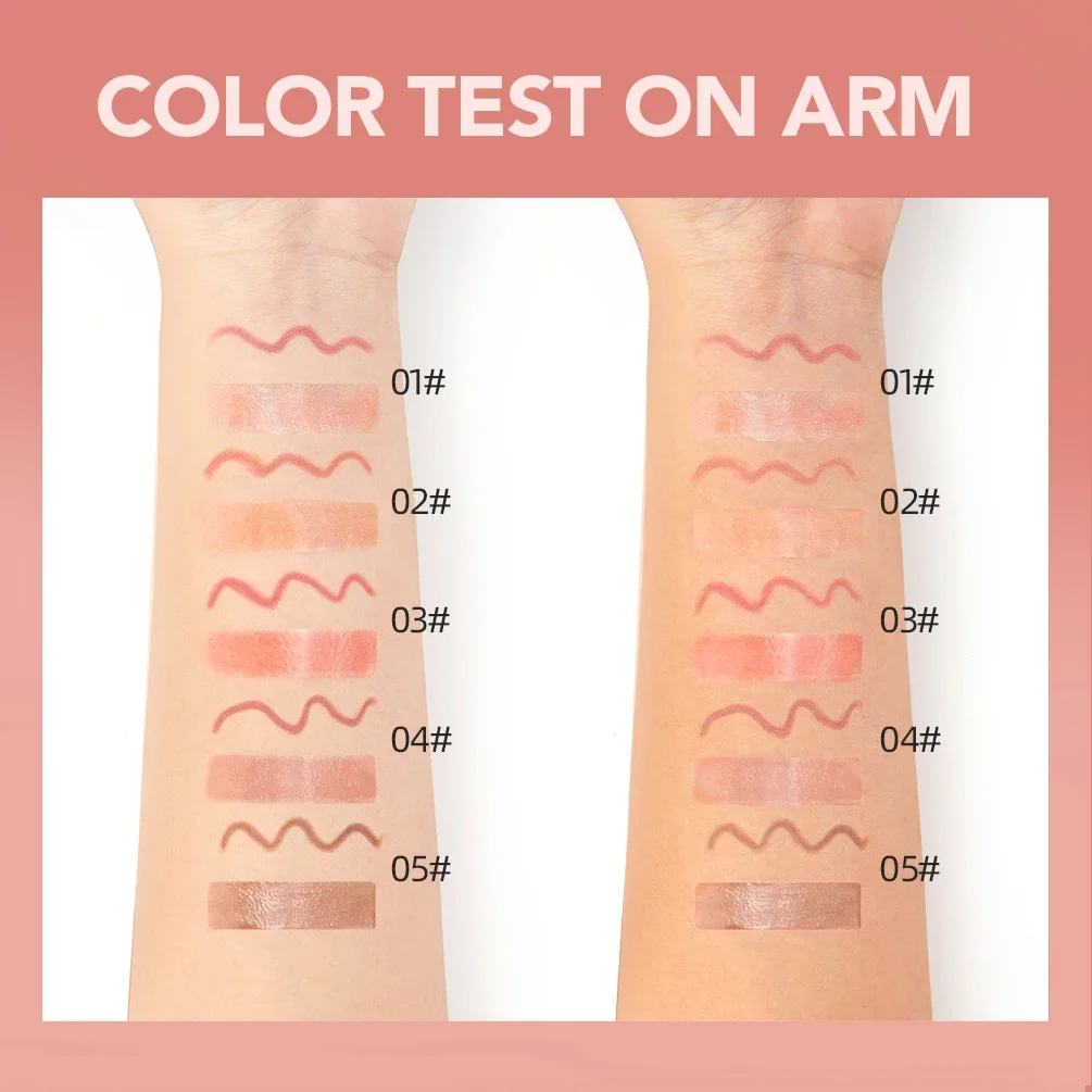 Matita per Labbra QIBEST a Doppia Punta in Velluto Marrone con Specchio, Lucidalabbra Idratante Effetto Acqua, Gloss Labbra, Stick Contorno Labbra