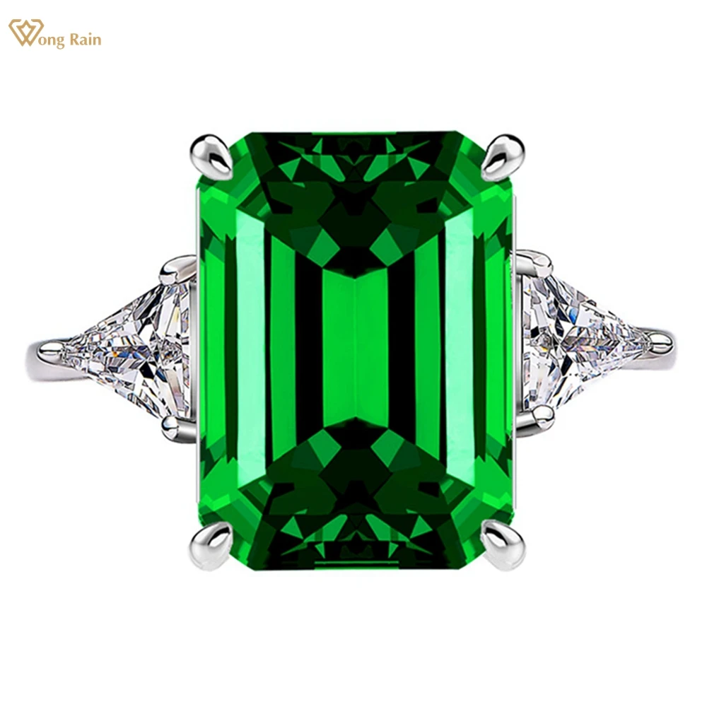 

Wong Rain Classic 100% 925 Sterling Silver 10*14MM Emerald Gemstone Ring For Women Wedding Jewelry Anniversary Gifts Wholesale