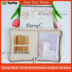 Original Tulip TCC-15 9.5cm CarryC Interchangeable Bamboo Circular Knitting Needles Set Knitting Spokes Kit From 3.3mm To 6.6mm