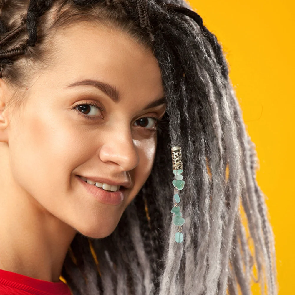 

12Pcs Jade Pendant Hair Jewelry Dreadlock Braiding Accessories Durable Hair Braids Cuffs Gift for Female Friends