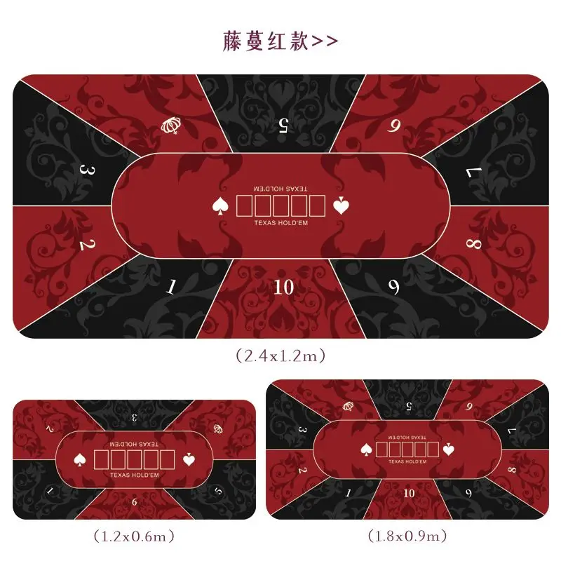 VIKAMA Texas Holdem Poker Table Mat Vintage Vine Floral Pattern Non‑Slip Foldable Game Tabletop Pad for Home Party Decor