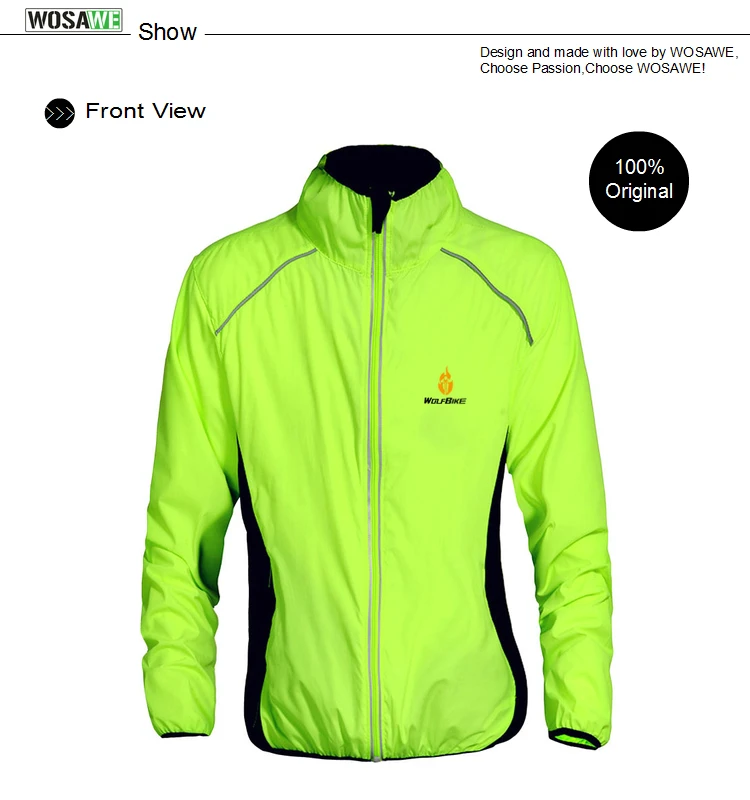 WOSAWE Herren winddichte wasserabweisende reflektierende Fahrradjacke MTB Fahrrad Langarm Windjacke Fahrradmantel Jersey – Detail 3