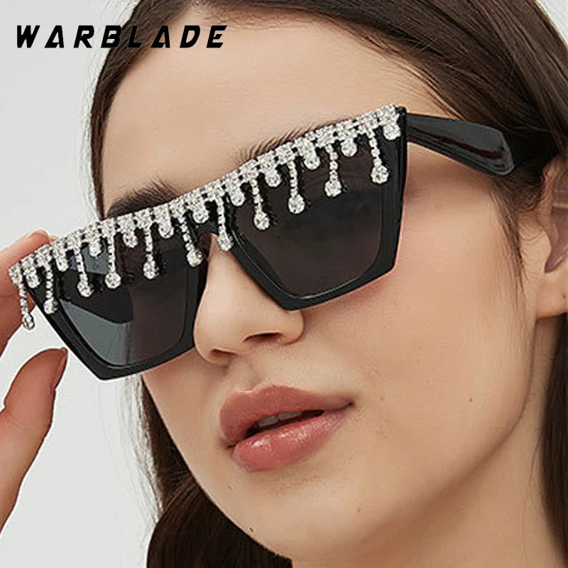 

New Fashion Square Frame Rhinestone Luxury Women's Sunglasses Designer Brand Men Sunglass Street Snap Trend Eyewear UV400 Lentes