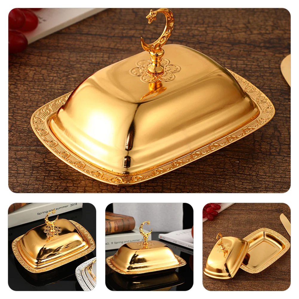 

1 комплект подноса для торта, металлическая тарелка для торта с крышкой, сервировочная подставка для десерта для свадьбы, дня рождения, вечеринки, закусок, блюдо для масла с крышкой