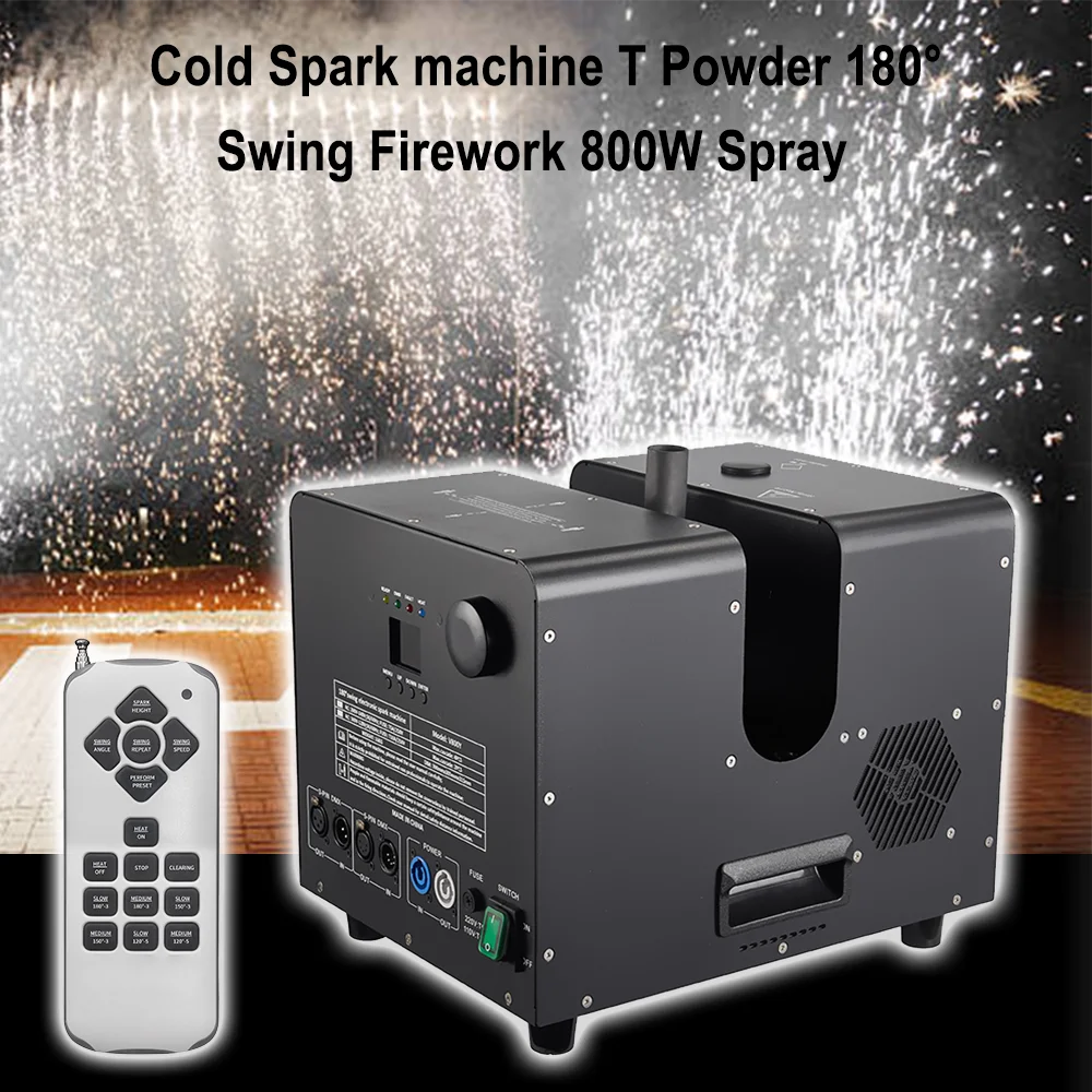 

Поворотная электронная машина холодной искры мощностью 800 Вт 180 ° Регулируемый угол распыления DMX512 Управление для DJ Disco, свадьбы, бара, ночного клуба