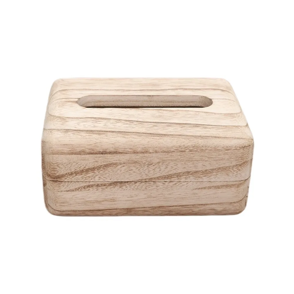Eco-Friendly Retro Wooden Tissue Box Waterproof Handmade Solid Wood Paper Box Simple Decorative Storage Box Interior Design