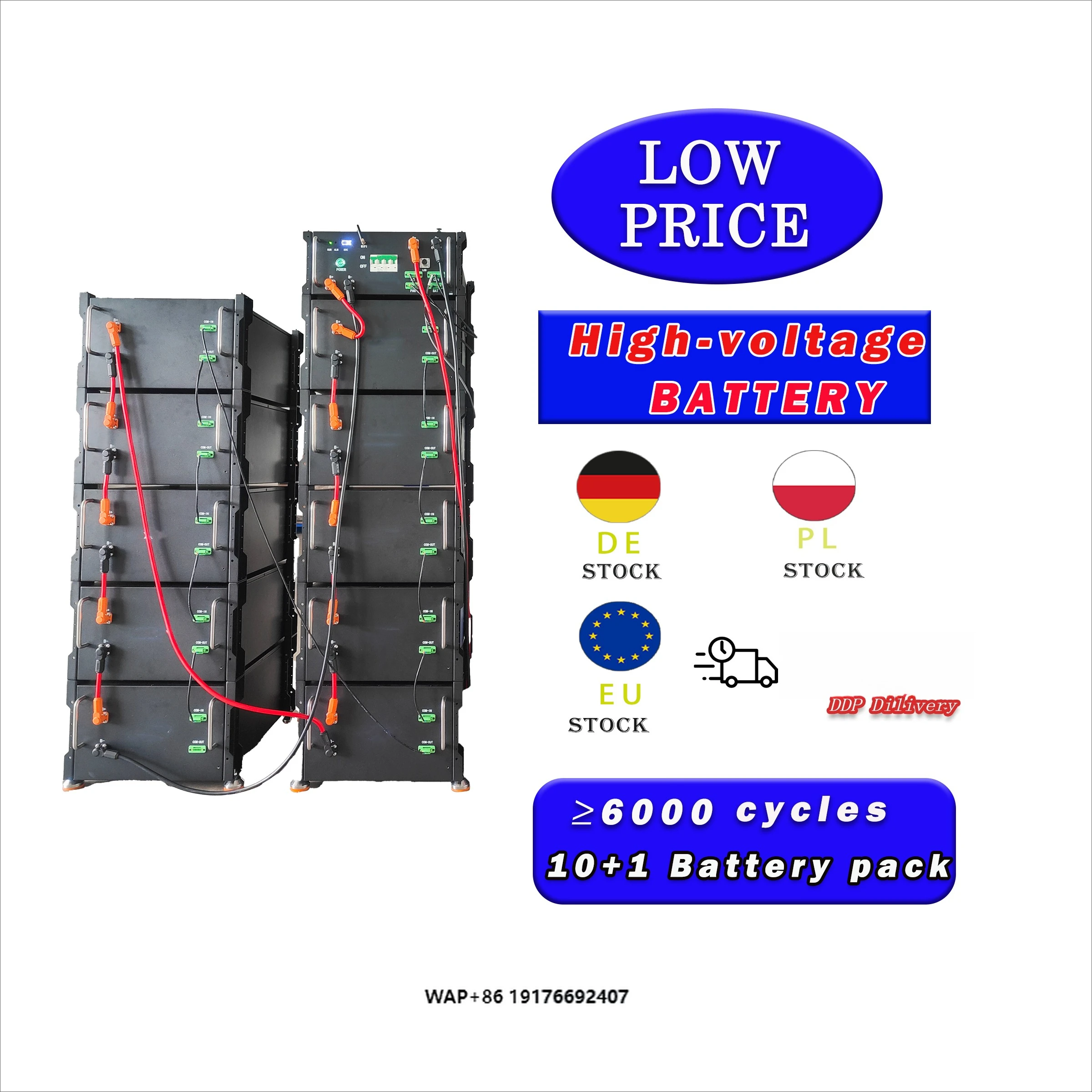 High Voltage 512V 100KWh LiFePO4 Battery Commercial Residential Solar Storage Smart BMS IP65 CAN 100Ah 200Ah