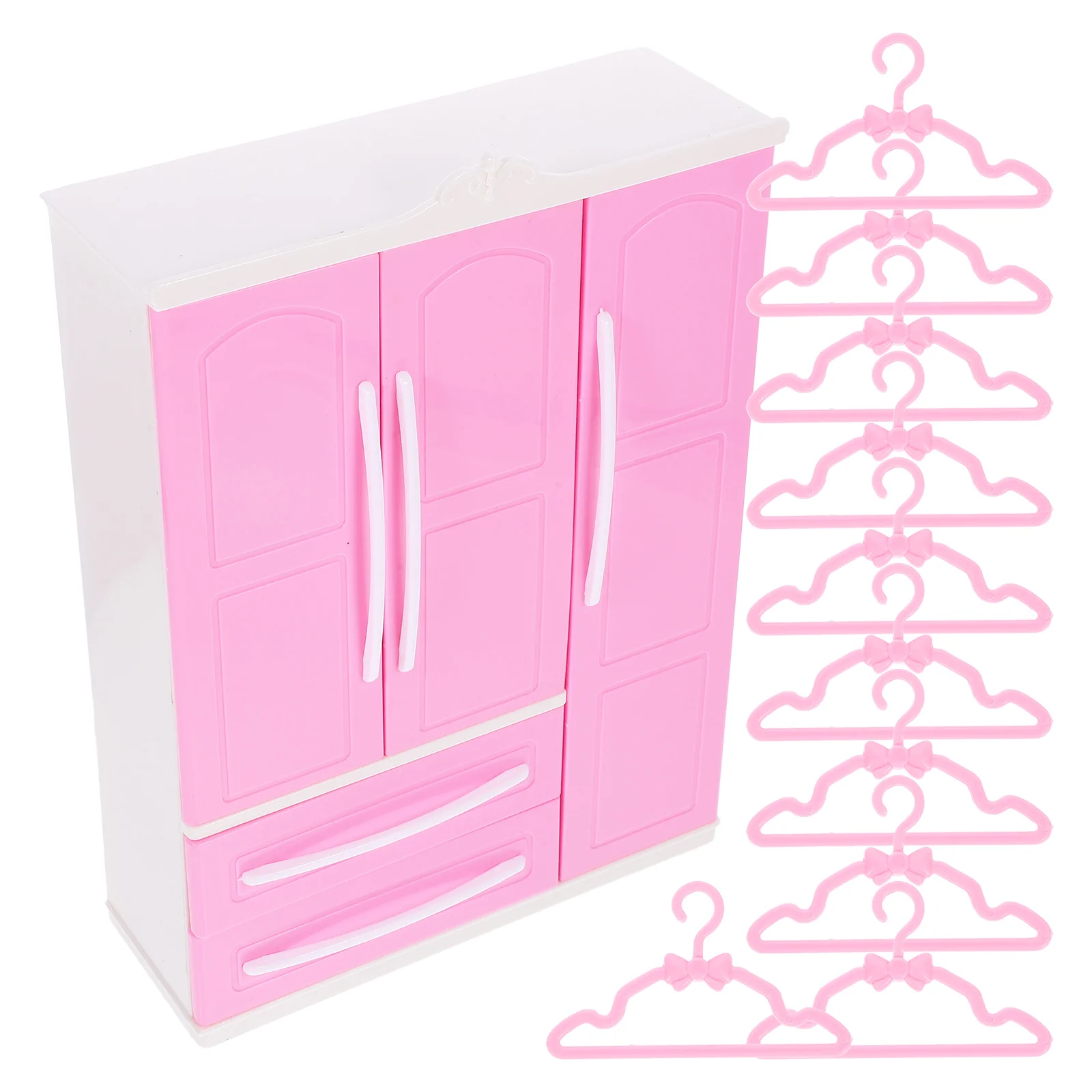 Appendiabiti Mini armadio modello Dolly vestiti casa accessori per abiti in plastica Baby Holding Rack Prop Pink Miniature