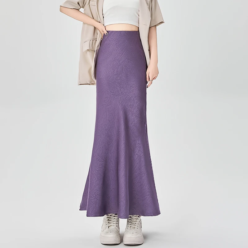skirt for women in summer, with dark texture and jacquard pattern, showing a slimming and sagging feeling. A-line fishtail skirt