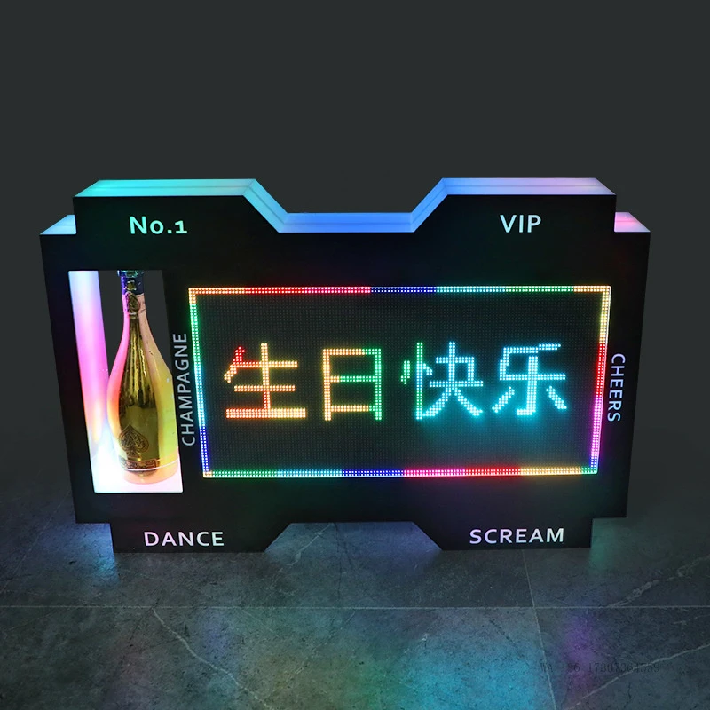 LEDLuminous electronic screen hand-held sign for barsKTVAcrylic rolling subtitle wine holder nightclub wine serving prop
