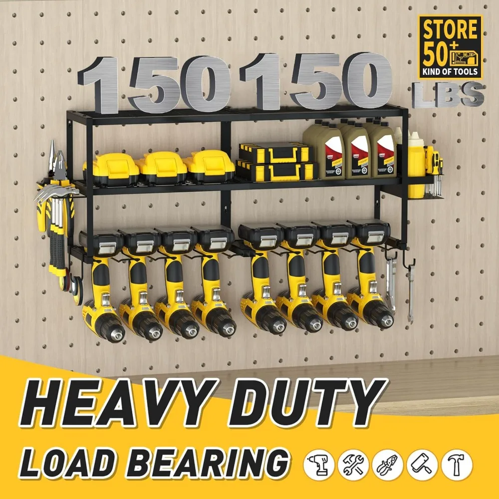 منظم أدوات كهربائية قوي مثبت على الحائط للآباء، يتميز بـ 3 طبقات كبيرة وقدرة على حمل ما يصل إلى 300 رطل في مجموعة المرآب