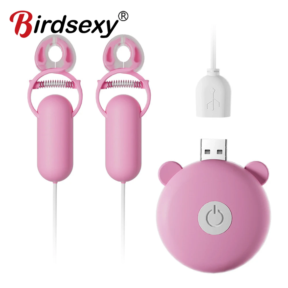 Electric Nipple Clamp Breast Massage Vibrator Enhancer Bondage Adult Sex Toys For Women Couples Female Chastity Stimulate Clit