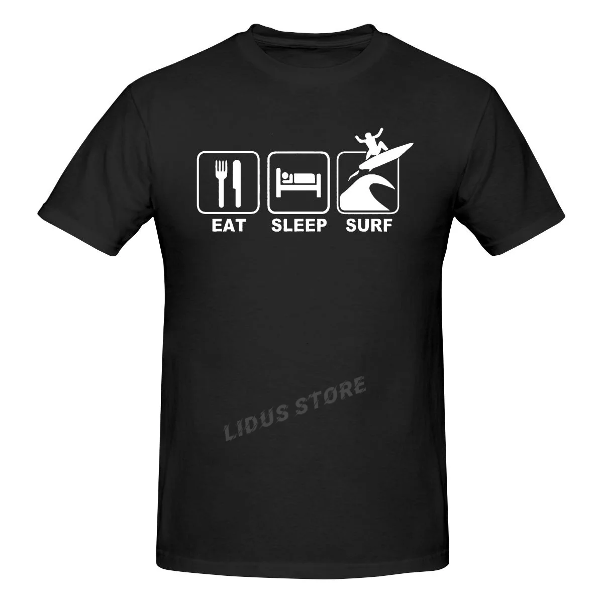 

Eat Sleep Surf Letters Surf On The Beach Sun T shirt Harajuku Short Sleeve T-shirt 100% Cotton Graphics Tshirt Brands Tee Tops