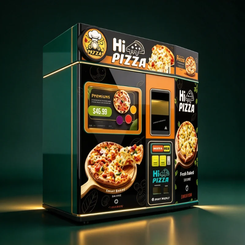 Fully Automatic Pizza Making Baking Vending Machine Good Taste Fast With Cooling System Customized