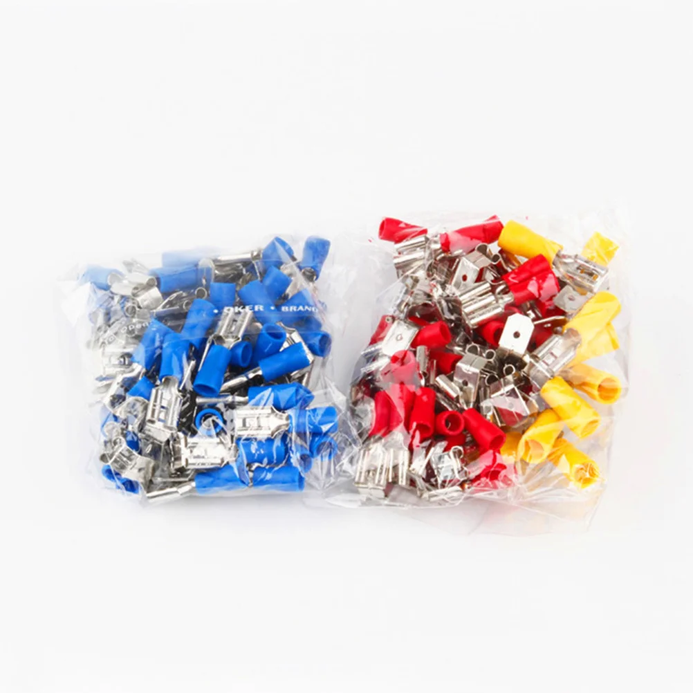 

100Pcs Waterproof Heat Shrink Wire Terminals Crimp Connectors Insulated Spade Electrical -22awg Red Blue