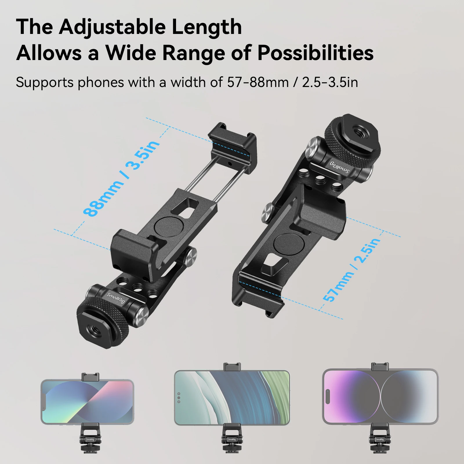 SmallRig Metal Phone Support with Cold Shoe Mount Phone Support for DJI RS 3 /RS 3 Pro/ RS 3 Mini /RS 4Pro/RS 4 w Cold Shoe 4382