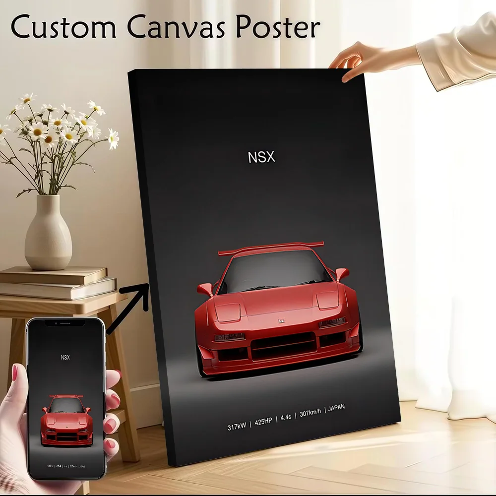 Red Sport Japanese Car NSX Canvas Poster Customizable Printed Canvas Painting Wall Art for Fans Living Room Decoration Gaming