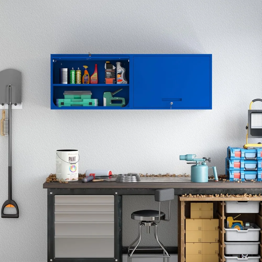 خزانة تخزين حائطية معدنية قابلة للقفل، خزانة باب قابلة للطي بطول 21.6 لمكتب منزلي، منظمة الطابق السفلي