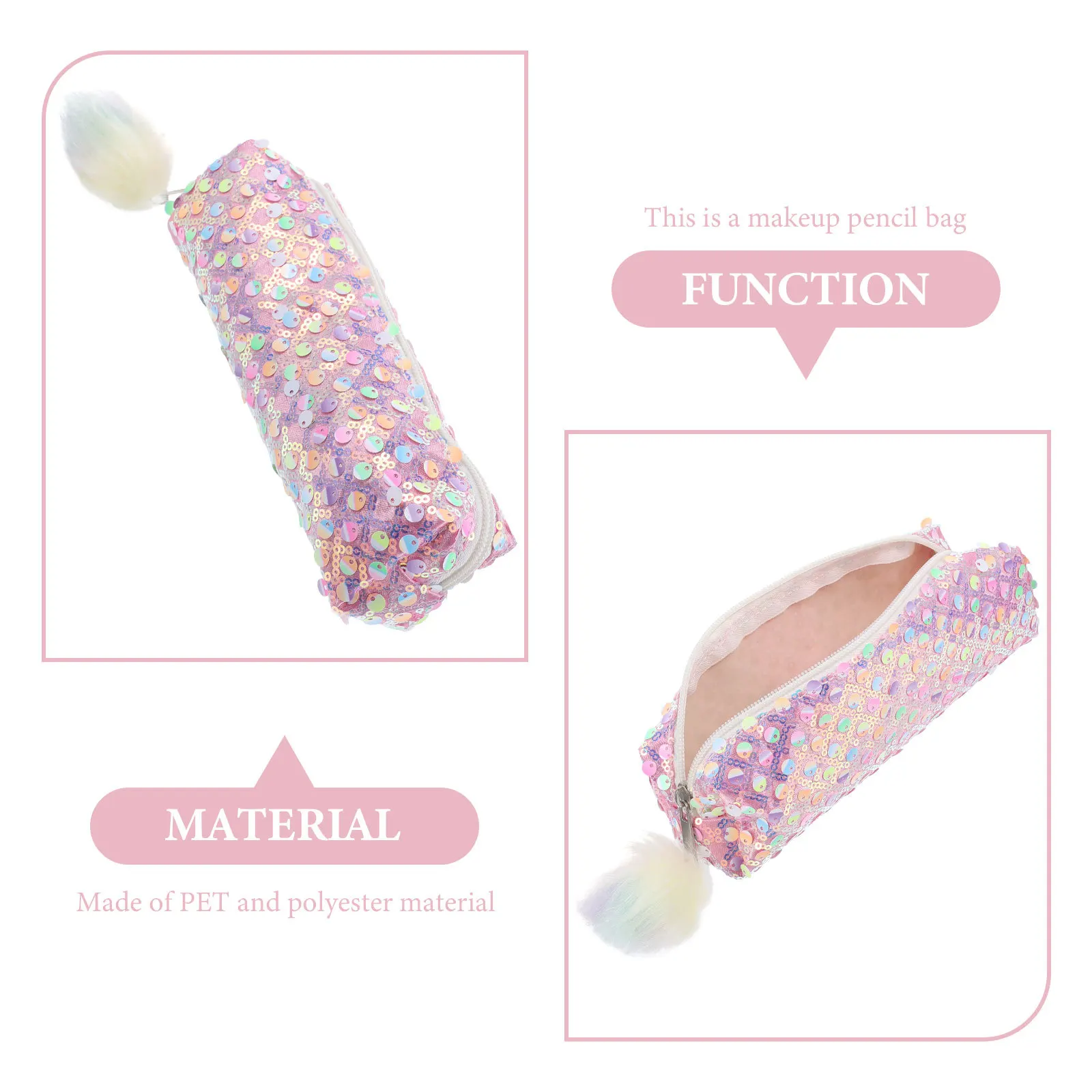 

Glitter Pencil Case for Students Durable Pet Polyester Pencil Bag Zipper Organizer Stationery Storage Pen Pouch