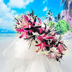 64CM Artificial Silk Spider Lily Headband Haku Hawaii Dance Party Hula Girl Wear Head Lei For Luau Floral Garland Flower Crowns