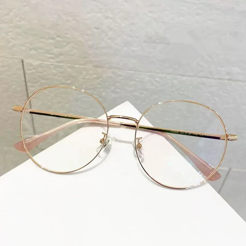 新しい韓国デザイン純チタン眼鏡女性ビッグラウンドメガネフレーム男性超軽量眼鏡フレームファッション眼鏡-oculos
