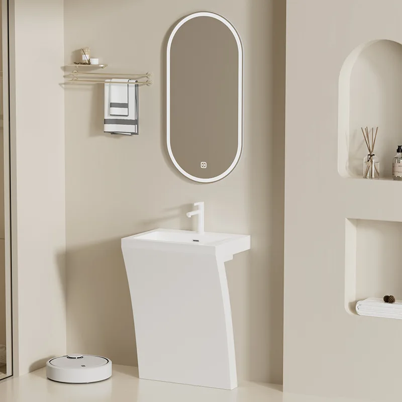 Bathroom artificial stone floor column basin art washbasin balcony household integrated washbasin