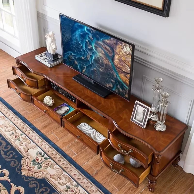 Wooden Luxury Tv Cabinet Living Room Retro Standing Cabinet Entertainment Center Meuble Tv Avec Rangement House Furniture