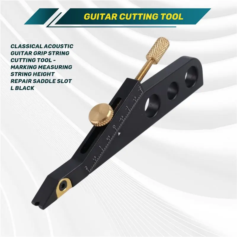 CGDS-Classical Acoustic Guitar Grip String Cutting Tool - Marking Measuring String Height Repair Saddle Slot L Black
