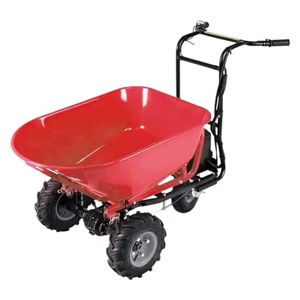 48V 28Ah Electric Wheelbarrow 500lbs Max Capacity 230kg Hauler Dump Debris Barrel Material Handling Cart IP54 Humanized Design