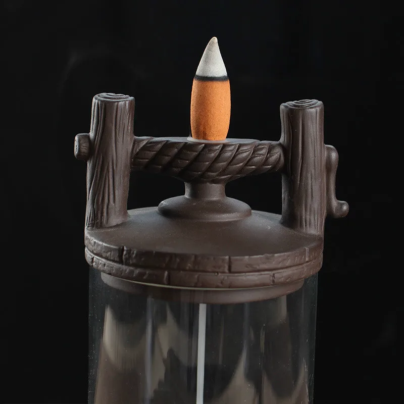 Auspicious Dragon Backflow Incense Glass Cover Ceramic Crafts Teahouse Ornaments Beautiful Home Decor Cone Censer