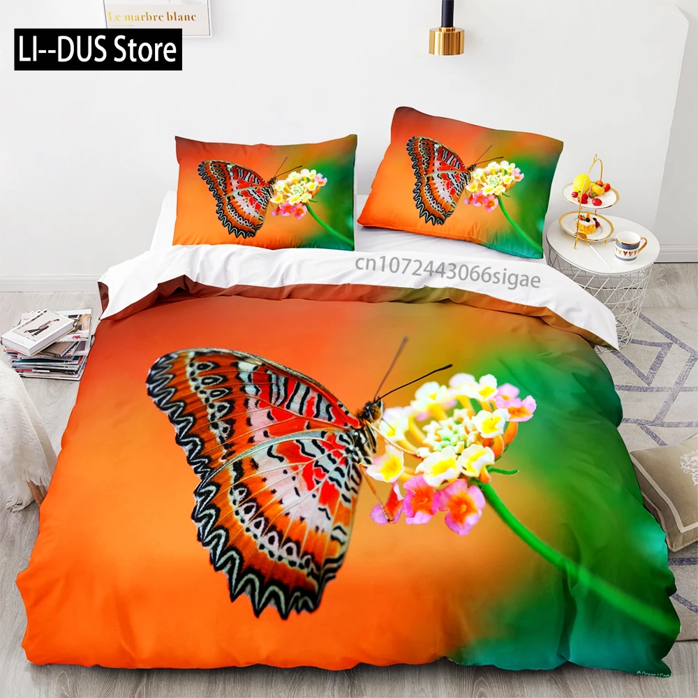 

Butterfly Bedding Set Single Twin Full Queen King Size Mountain Elf Bed Set Aldult Kid Bedroom Duvetcover Sets 3D Anime 034