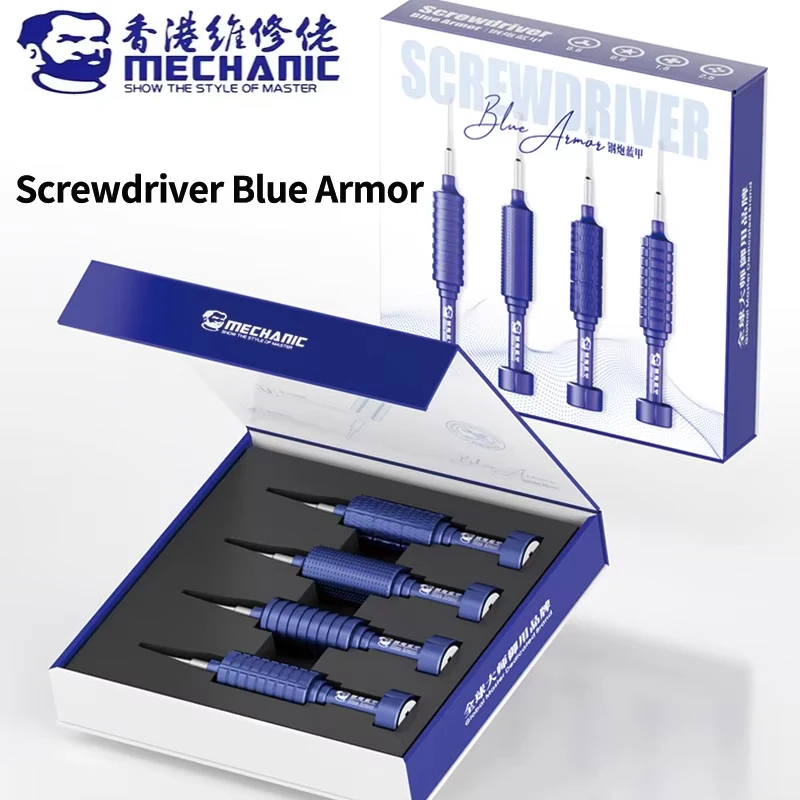 Mechanic Blue Armor 4 in 1 High Hardness Precision Screwdriver Plum blossom cross for IPhone bottom Internal disassembly tools