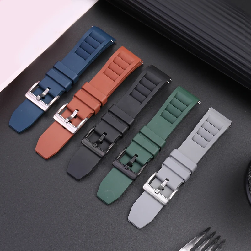 High Quality Fluorine Rubber Watch Strap for Mido Casio Citizen Tissot Longines Omega Breathable Rubber Watchband 20mm 22mm image 2
