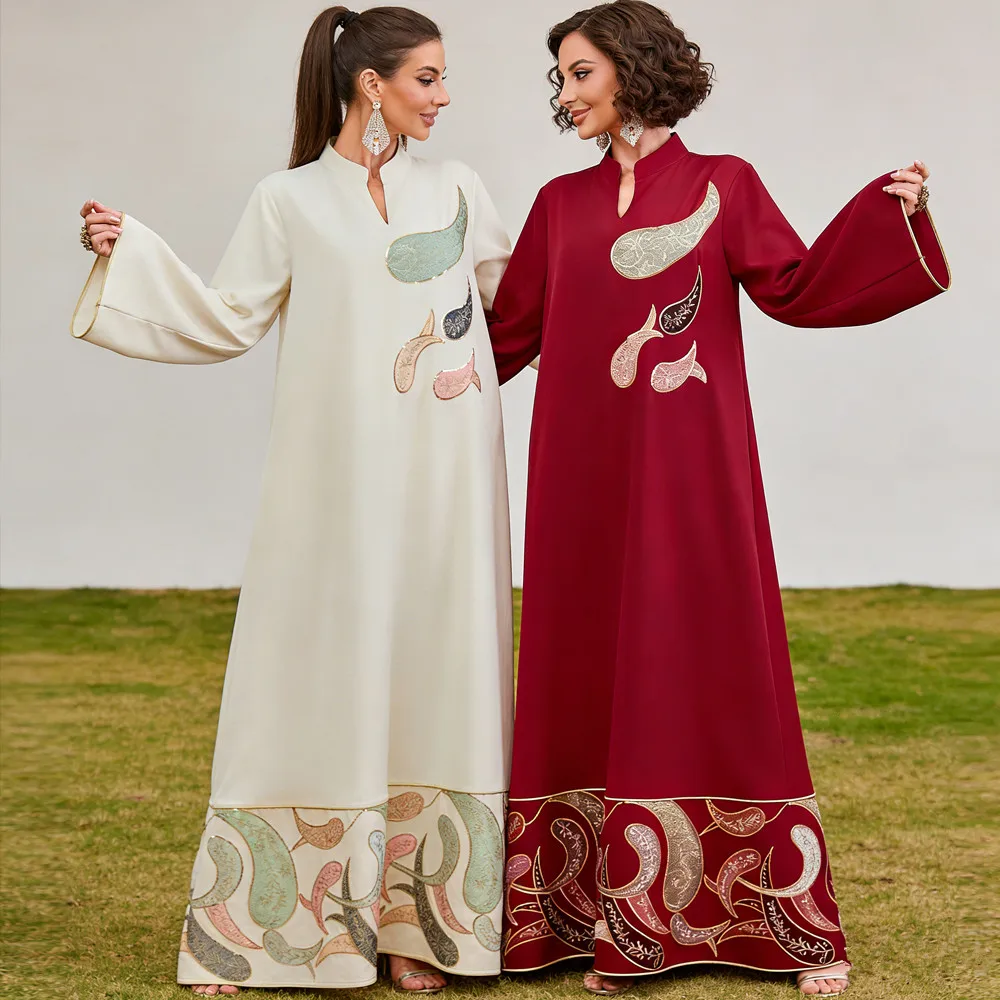 

Eid Abayas for Women Dubai Kaftan Embroidery Muslim Dress Morocco Caftan Kebaya Party Gown Jalabiya Femme Musulmane Vestidos New