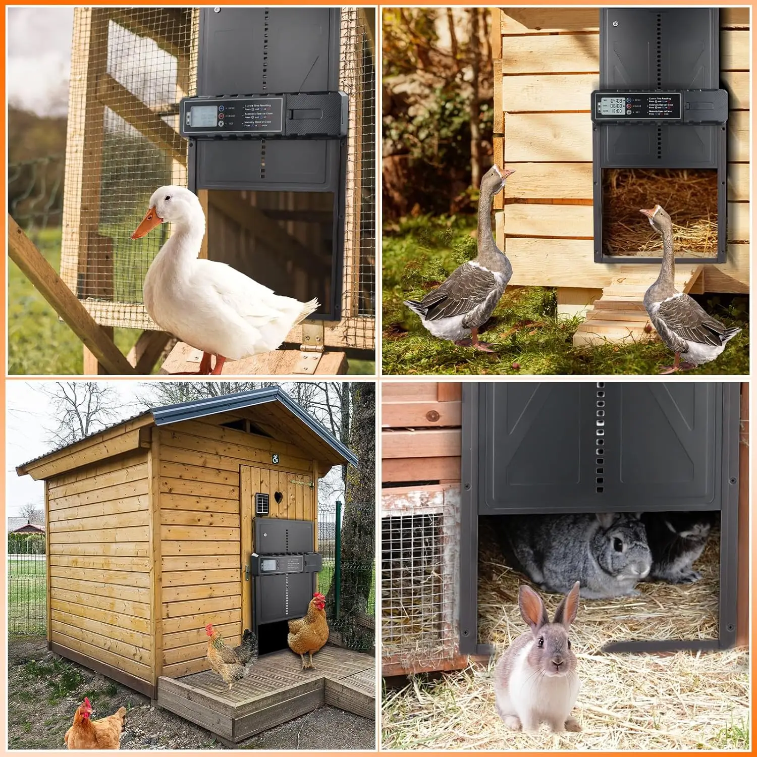 大型ソーラー式全自動鶏小屋ドア アルミ合金製 タイマー・リモコン・LCD液晶画面付き 簡単鶏小屋管理