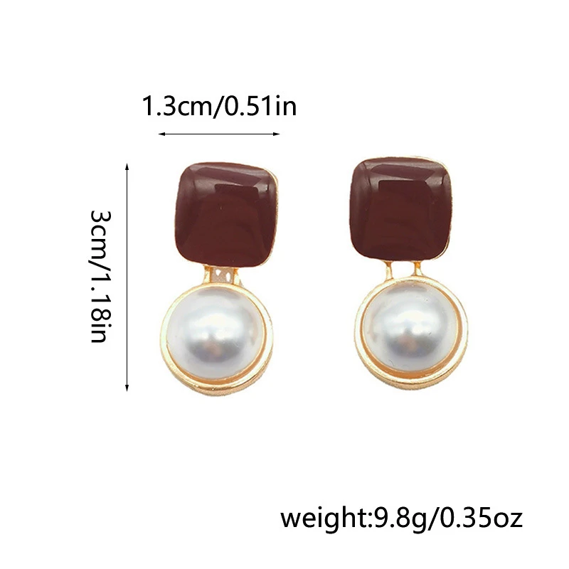 Mode Geometrische Rote Emaille Ohrstecker für Frauen Aussage Vintage Imitation Perlen Ohrringe Licht Luxus Party Schmuck Geschenk – Detail 7