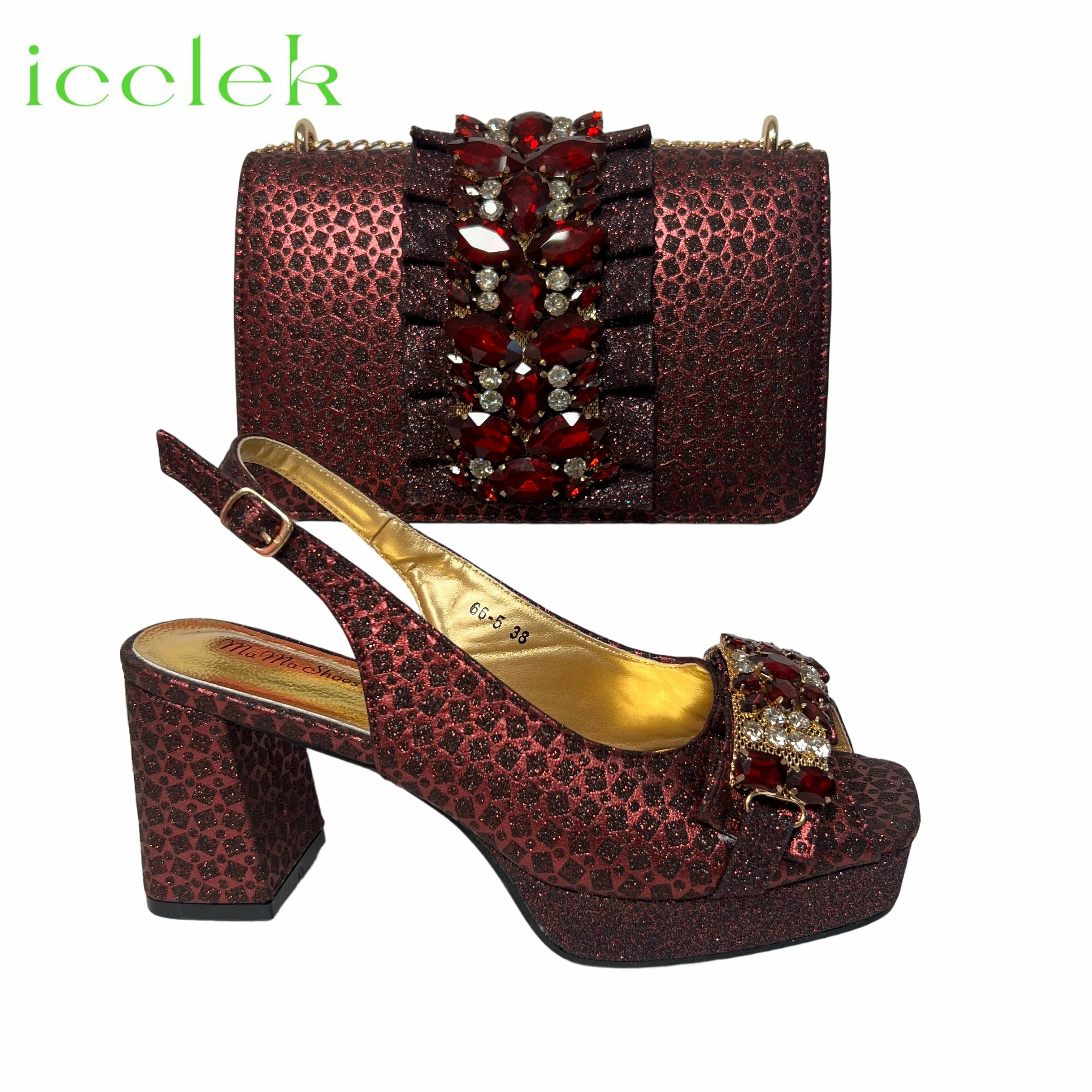 

Элегантные женские туфли-лодочки с открытым носком 2026 года для итальянских вечеринок, в комплекте с сумкой, украшенной стразами