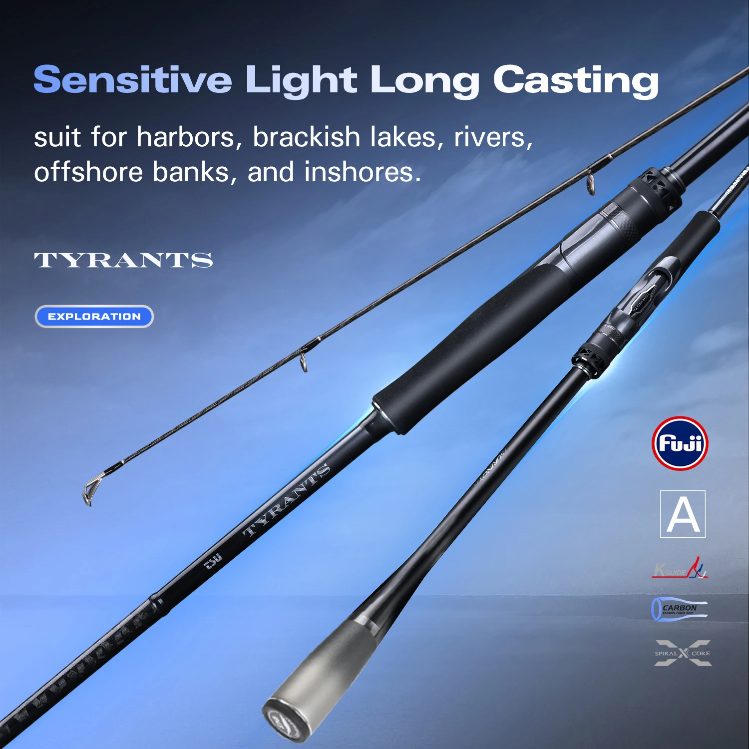 TSURINOYA TYRANTS Inshore Spinning Rod S802M S902M S962M S962MH Carbon Seabass