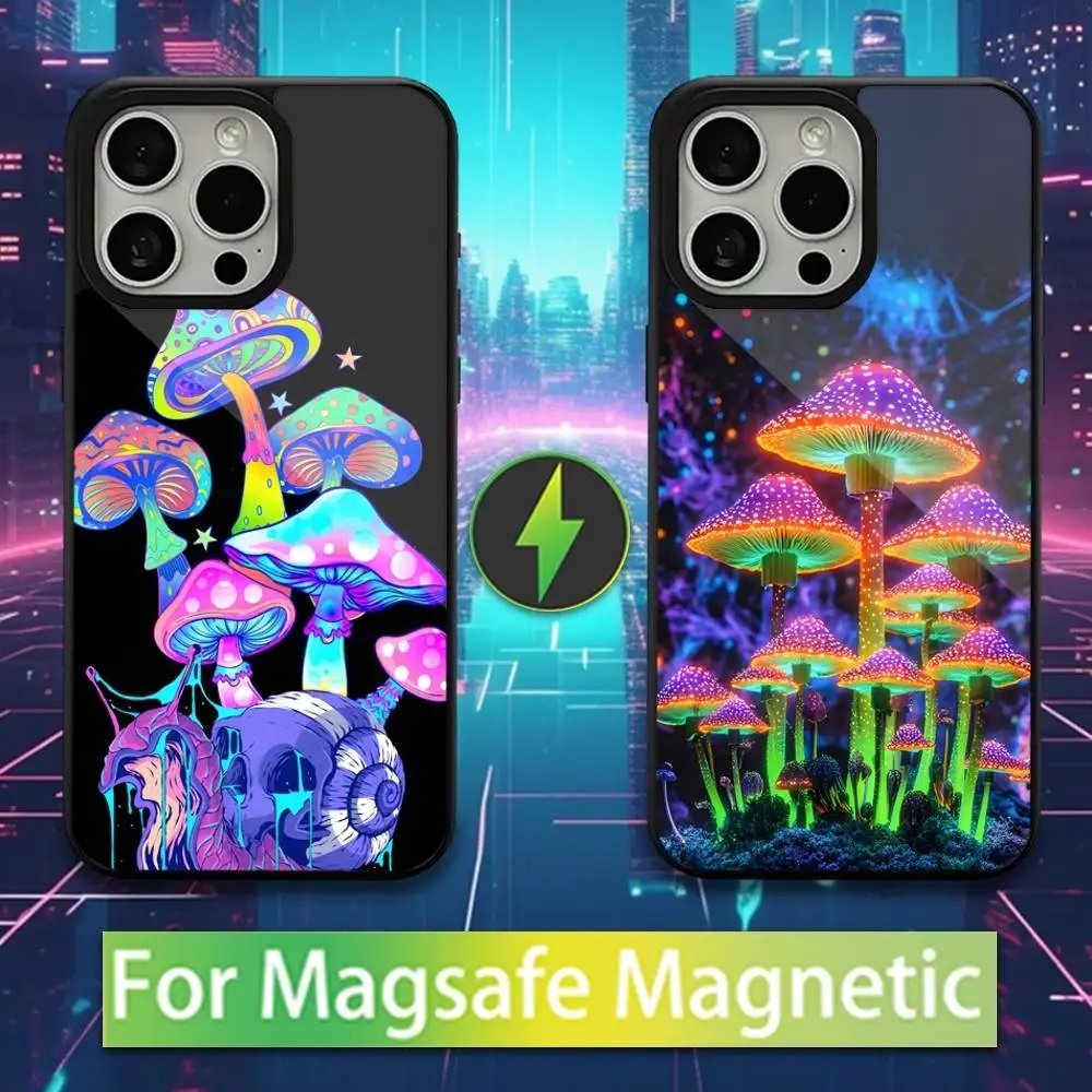 

Art Mushroom Trippy Phone Case For iPhone 16,15,17,14,13,12,11,Pro,Max,Plus,Mini,Magsafe,Magnetic Wireless Charging Case