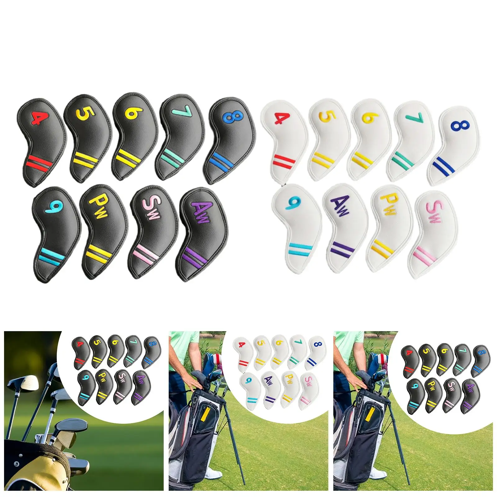 

9Pcs Golf Club Head Covers Headcover Fits Most Club Shockproof for Beginner and Professionals Colorful Number