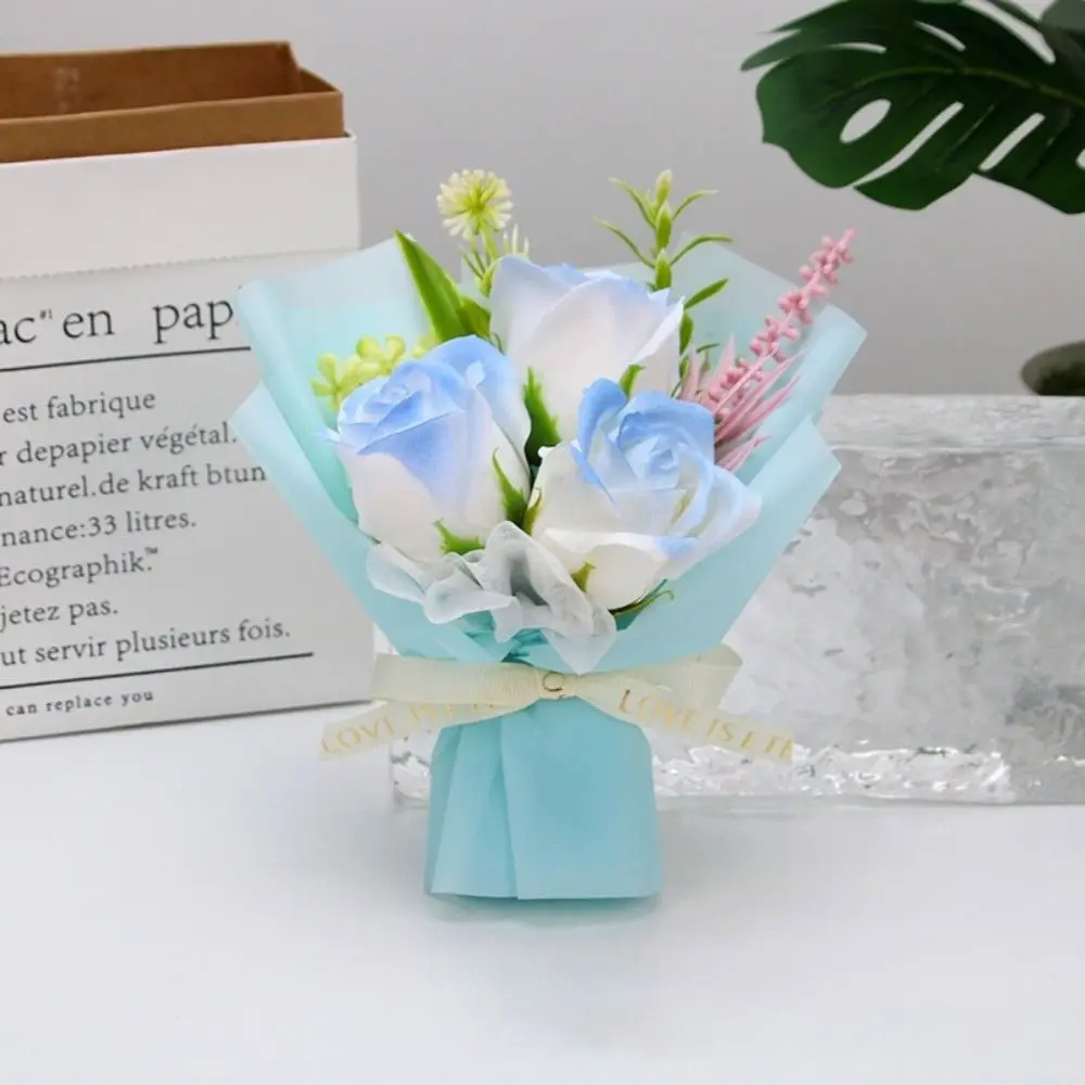 Finished Fake Flower Soap Rose Flower Bouquet Good Wishes Forever Gift Graduation Bouquet Artificial Rose Flower Bouquet