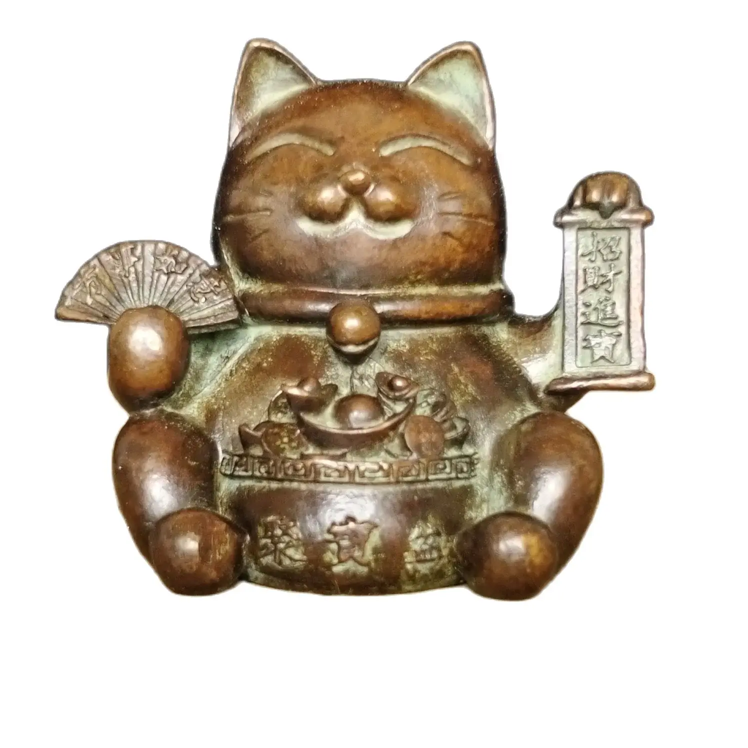 Kawaii Cat Statue Ornament Chinese Lucky Cat Modern Art Sculpture Bronze Home Vintage Decoration Figurine Car Ornament