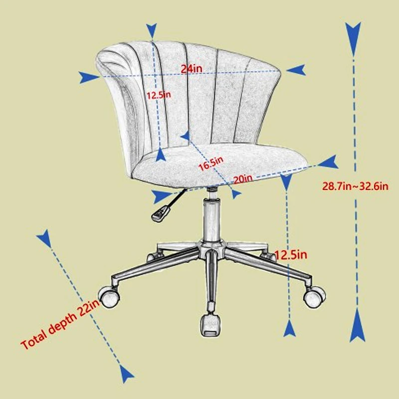 كرسي مكتب منزلي، كرسي مكتب كمبيوتر على شكل زهرة دوارة من القماش المخملي للمكتب المنزلي أو غرفة النوم